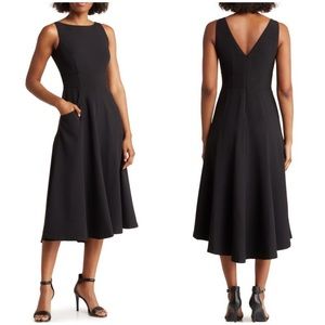 Eliza J Black Midi Fit-and-Flare Dress